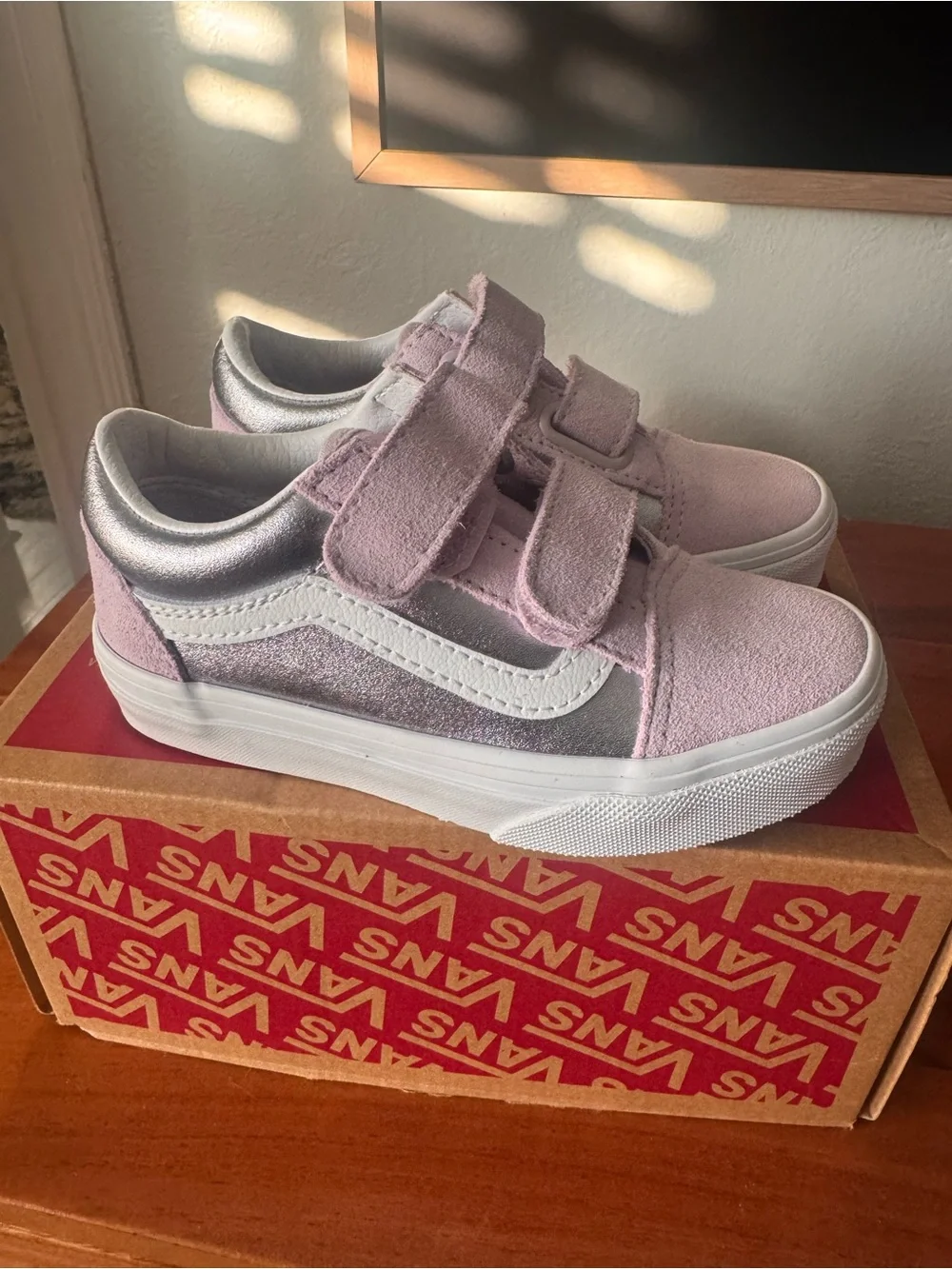 Vans Kids Velcro Old Skool V Metalic Lavender